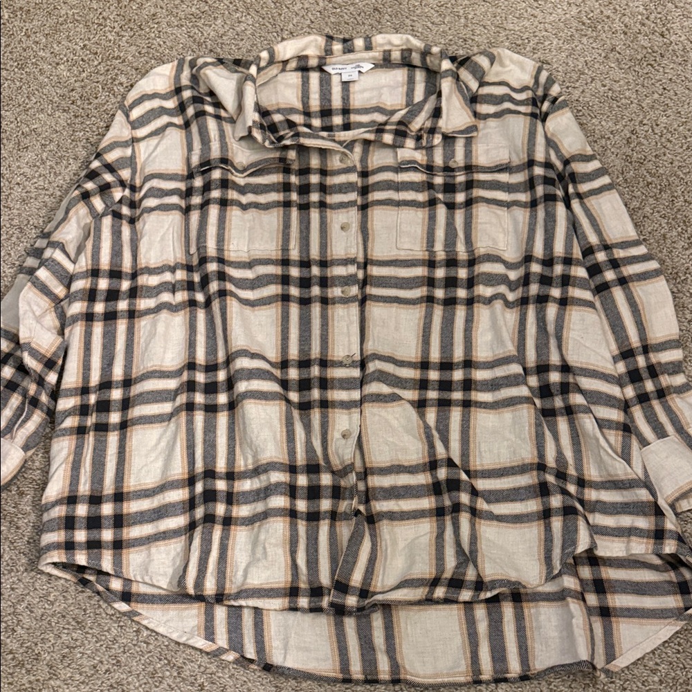 Women's Plaid Button-Up Boyfriend Shirt